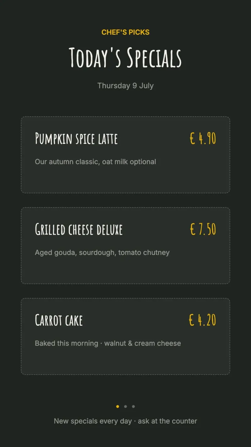 Daily specials