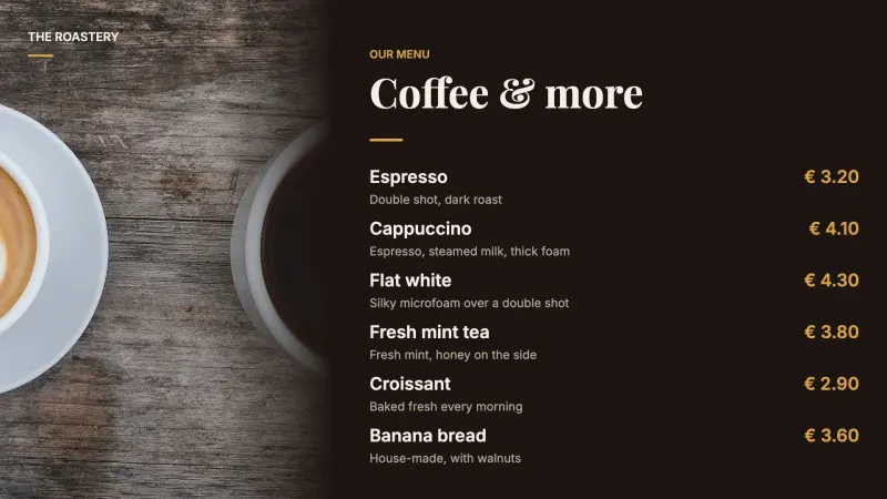 Menu board