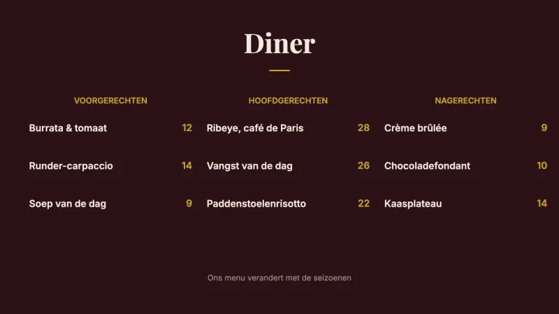 Dinermenu