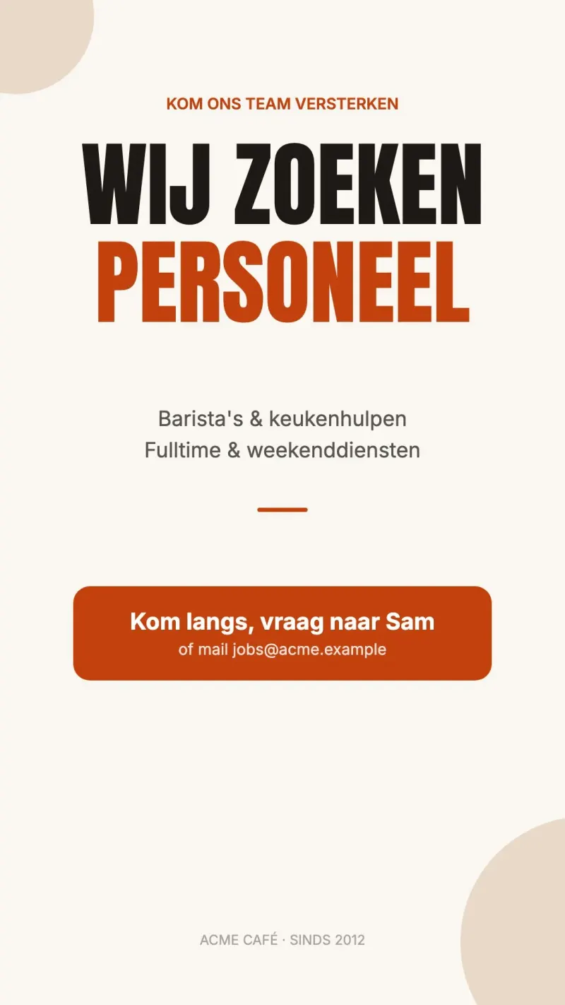 Personeel gezocht