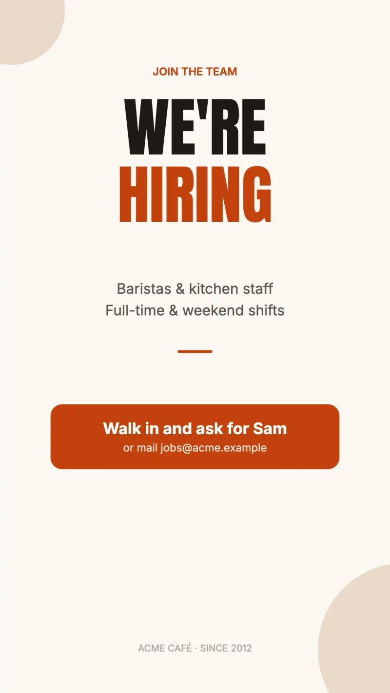Now hiring