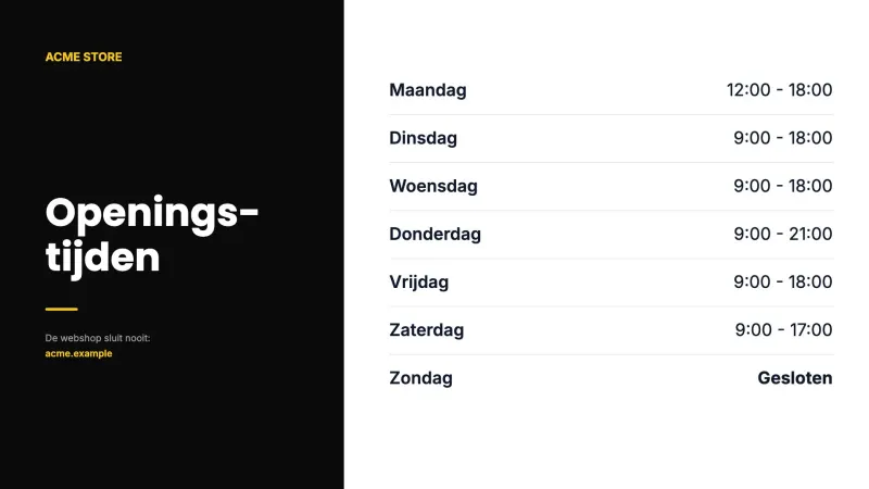 Openingstijden