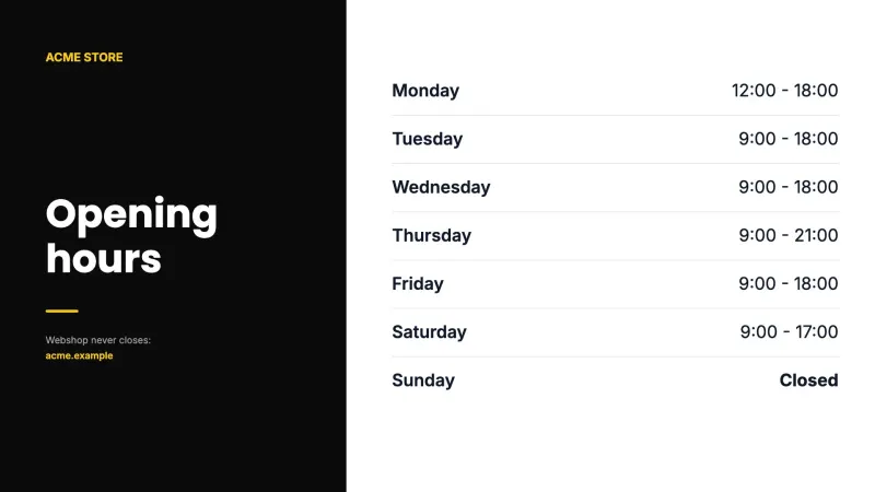 Opening hours