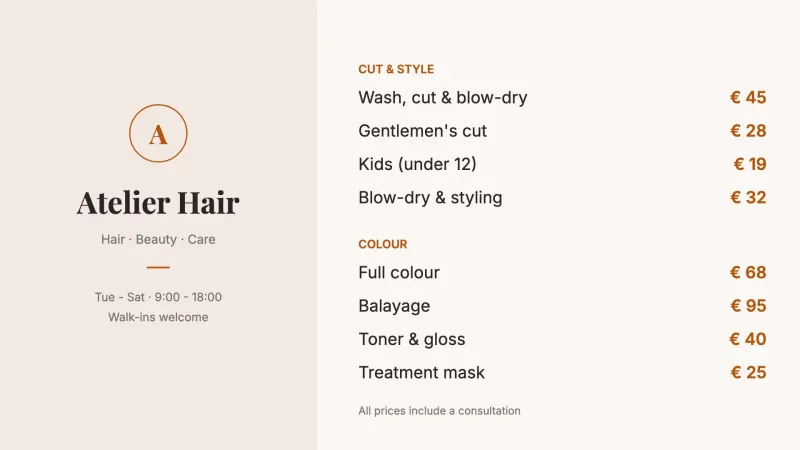 Price list