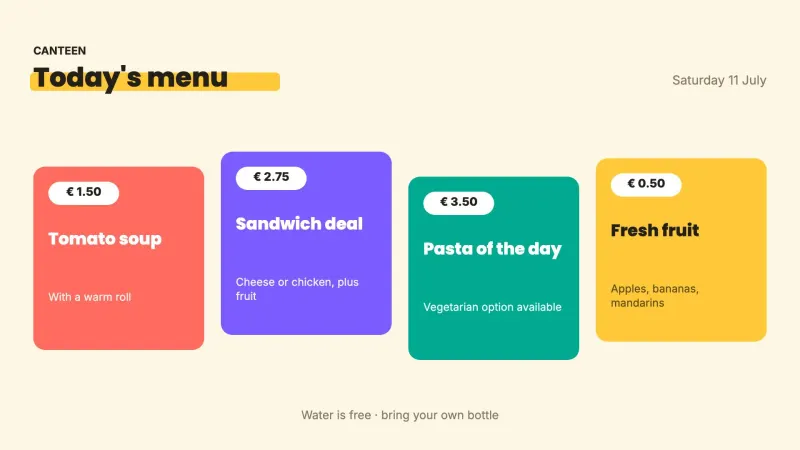 Canteen menu