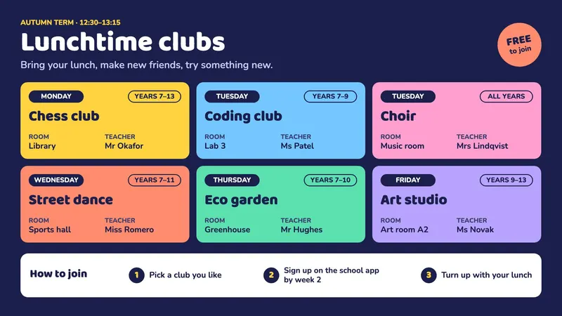 Lunchtime clubs