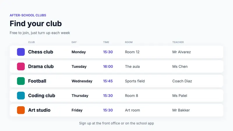 After-school clubs