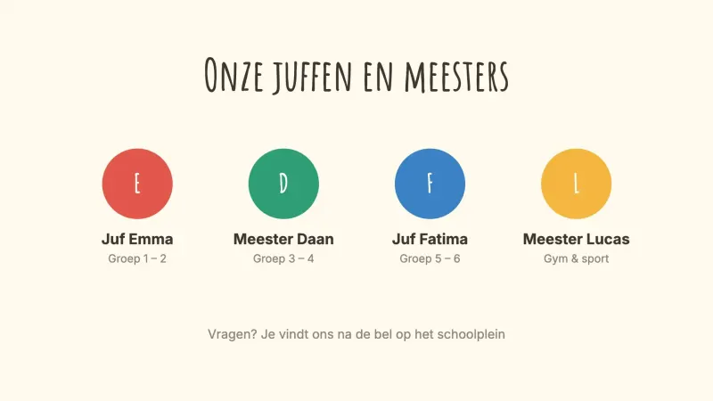 Onze juffen en meesters