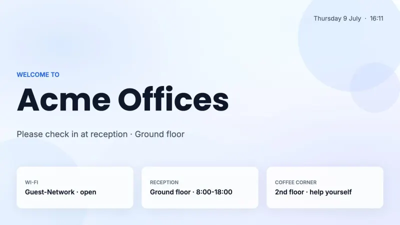 Welcome screen